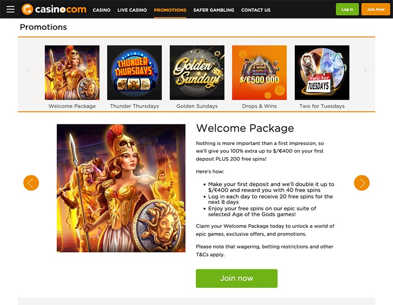 Casino.com promotions